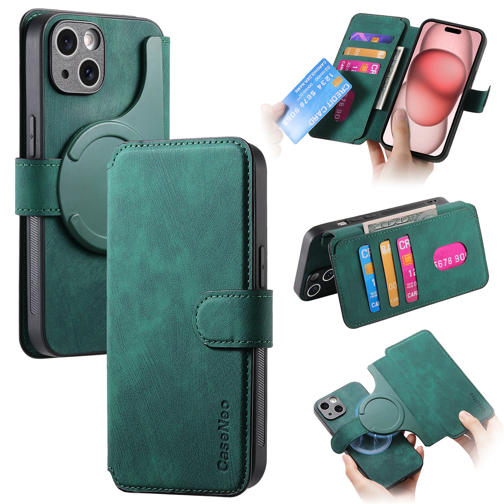New magnetic separation suitable for Apple 16 mobile phone case Magsafe strong magnetic iPhone 15 flip leather case 14 cases
