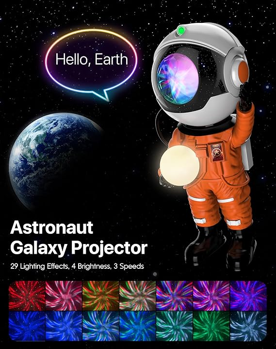 Rossetta Astronaut Galaxy Projector, Bedroom Star Projector, LED Night Light with Timer and Remote Control, Room Decor Aesthetics, Home Decor, Adults, Teens, Christmas, Birthdays