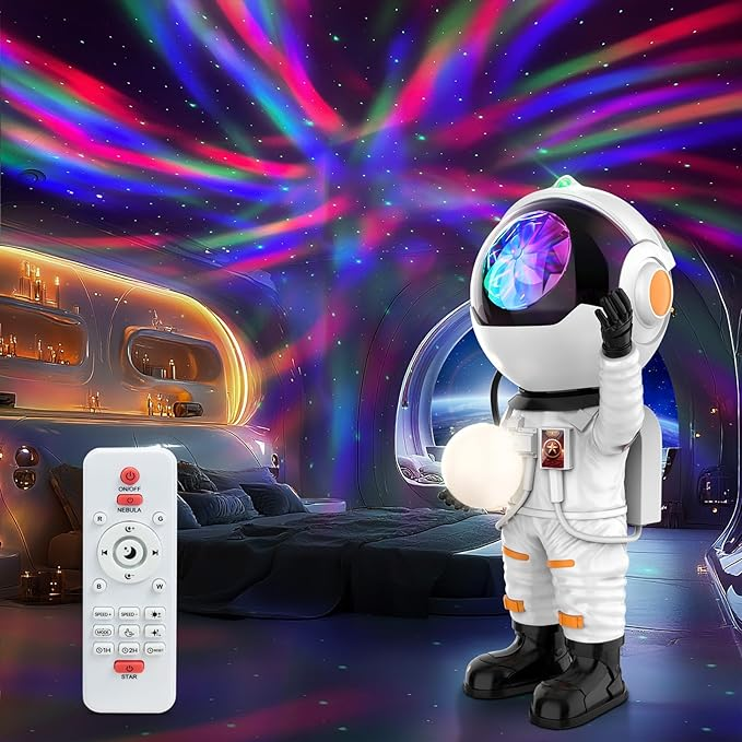 Rossetta Astronaut Galaxy Projector, Bedroom Star Projector, LED Night Light with Timer and Remote Control, Room Decor Aesthetics, Home Decor, Adults, Teens, Christmas, Birthdays