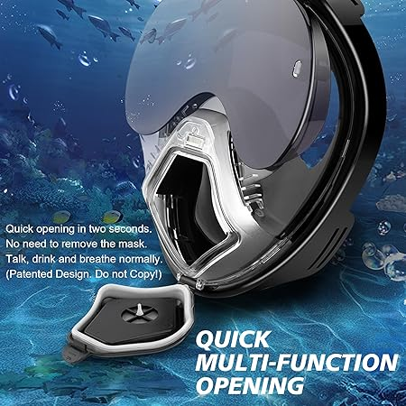 Devilfish Full Face Snorkel Mask Adults, Dry Top System Snorkeling Set with Foldable Sunglasses, 180 Degree Panoramic View Snorkel Gear, Scuba Diving Masks Anti-Leak & Anti-Fog（free shipping）