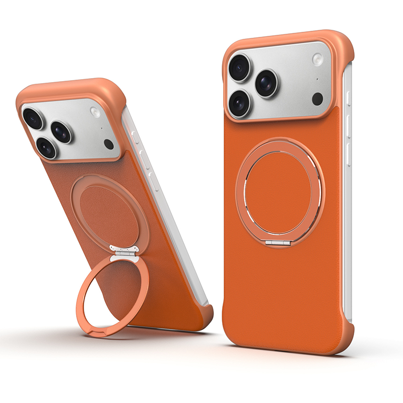  Zero-Edge Leather MagSafe Stand Case for iPhone 17 Pro Max