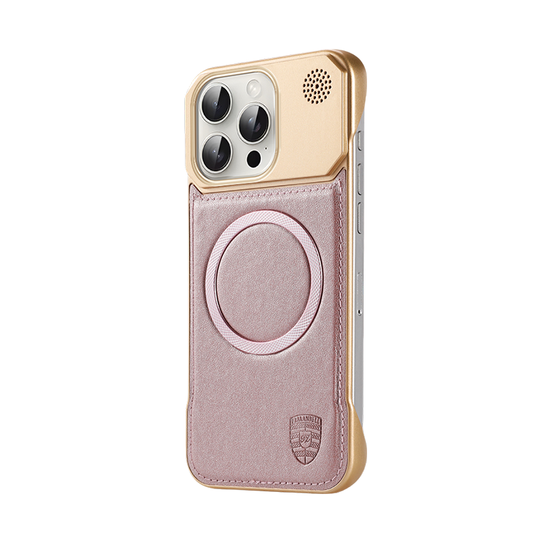 Frameless Leather Texture Magnetic Case For iPhone 16 Pro Max