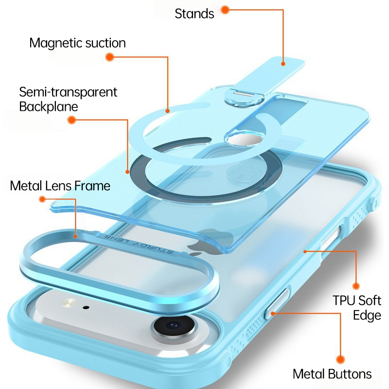 360° Kickstand Magnetic Shockproof Matte Case For iPhone 17 Pro Max