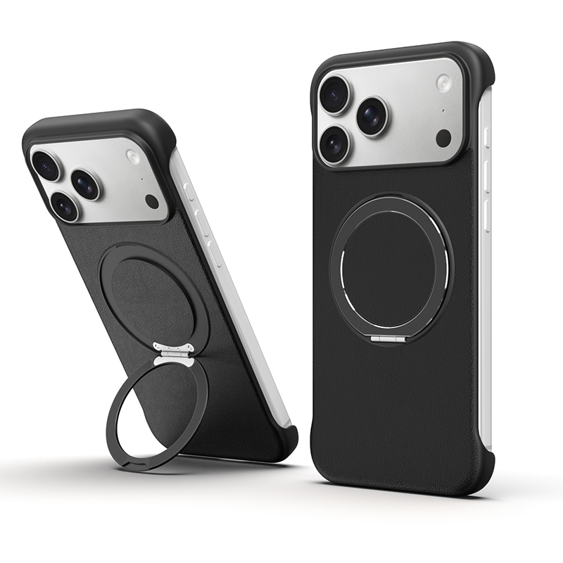 Zero-Edge Leather MagSafe Stand Case for iPhone 17 Pro Max
