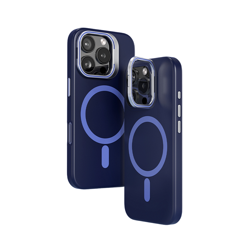 Magnetic Silicone Lens-Stand Case for iPhone 16 Pro Max