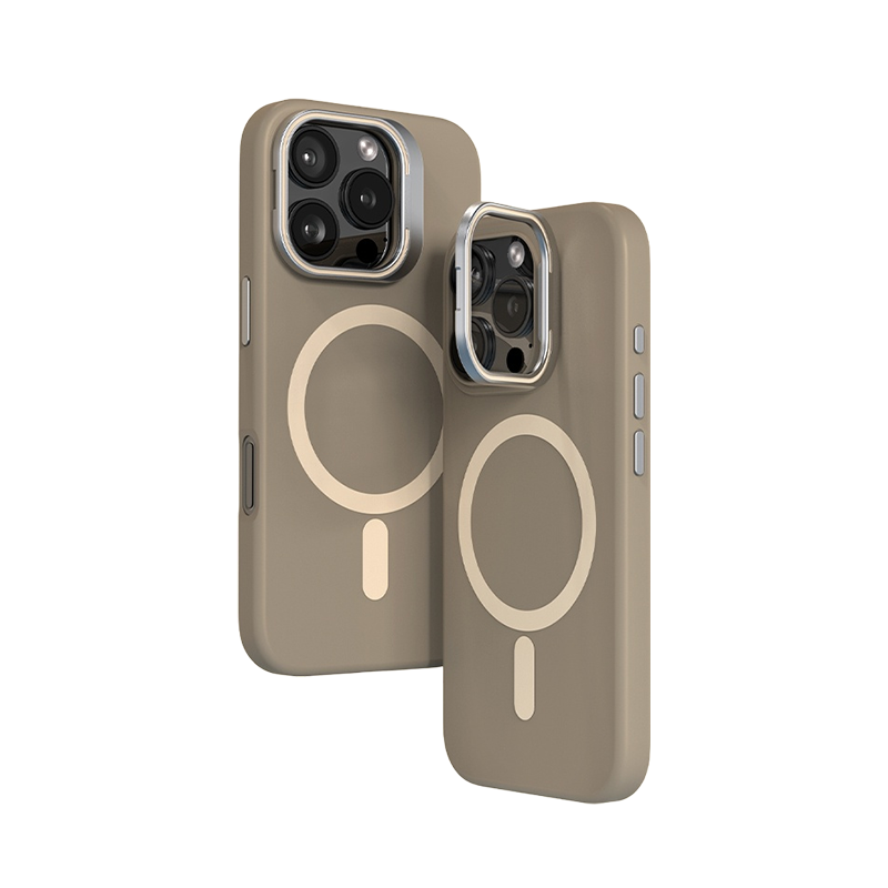 Magnetic Silicone Lens-Stand Case for iPhone 16 Pro Max