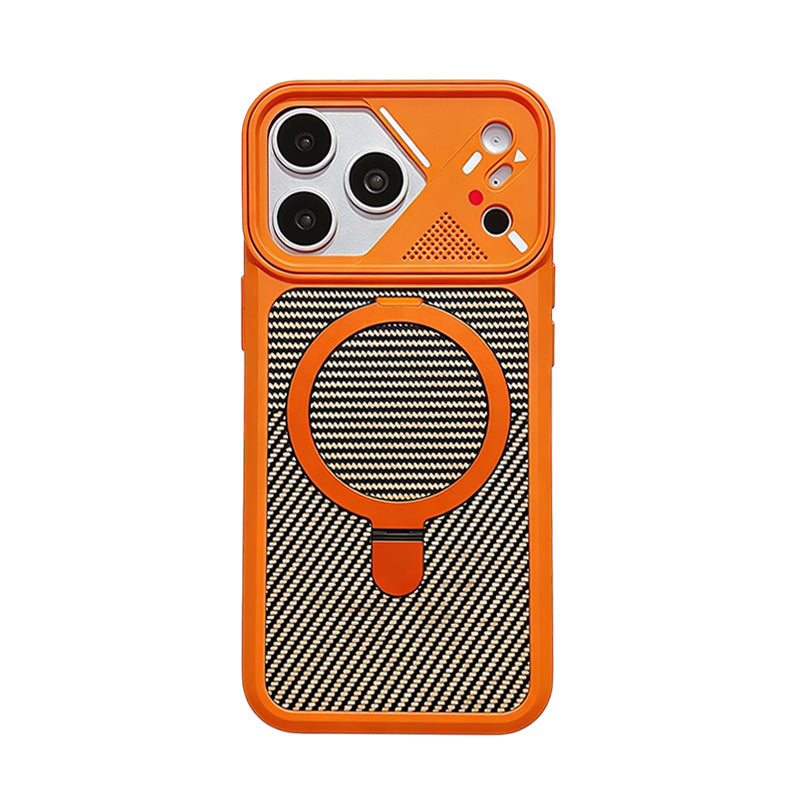 Mecha Carbon Fiber Texture Magnetic Case For iPhone 17/16/15 Series