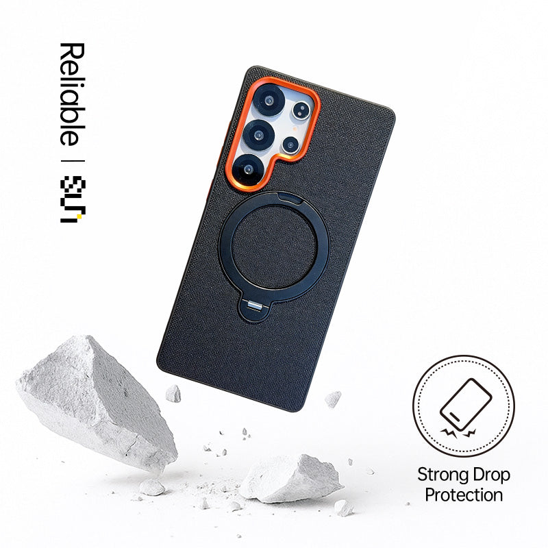 DiamondShield™ Magnetic Stand Leather Case for Samsung S26 Series