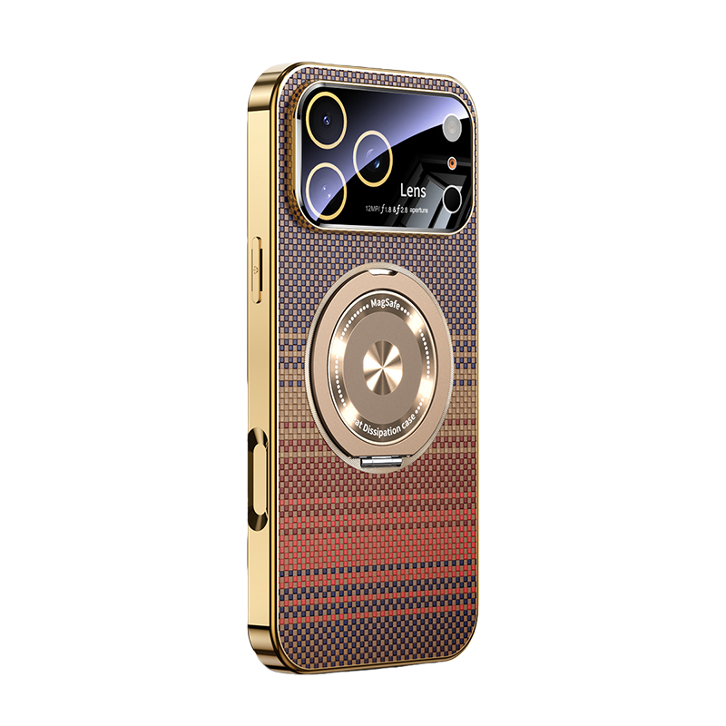 Kevlar Texture 360° Rotating Magnetic Stand Case For iPhone 17 Series