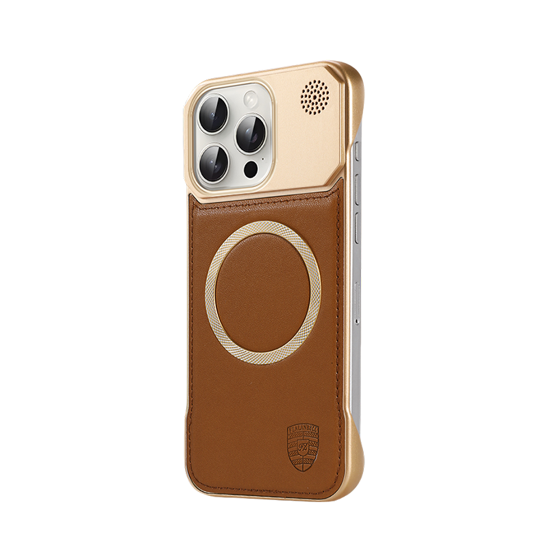 Frameless Leather Texture Magnetic Case For iPhone 16 Pro Max