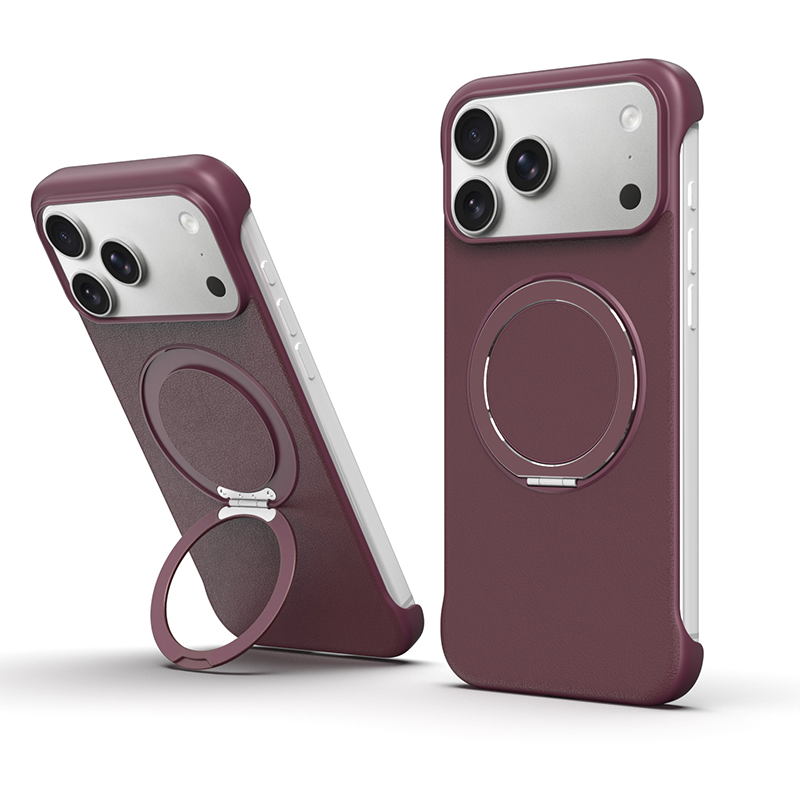 Zero-Edge Leather MagSafe Stand Case for iPhone 17 Pro Max