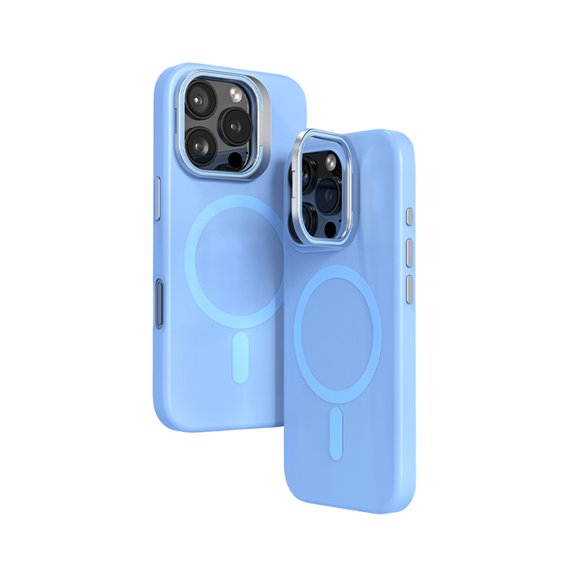 Magnetic Silicone Lens-Stand Case for iPhone 16 Pro Max