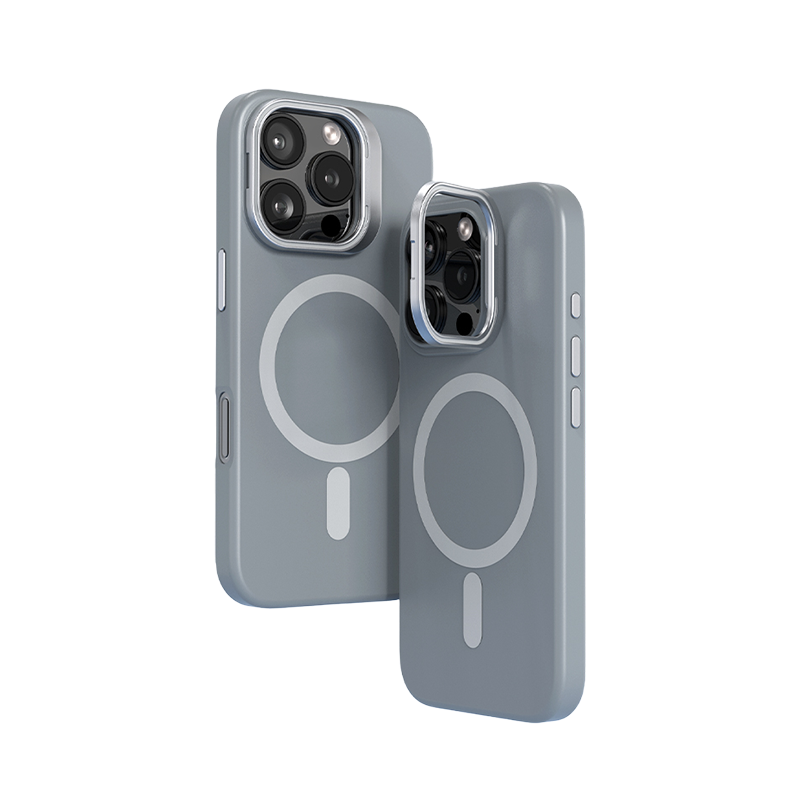 Magnetic Silicone Lens-Stand Case for iPhone 16 Pro Max
