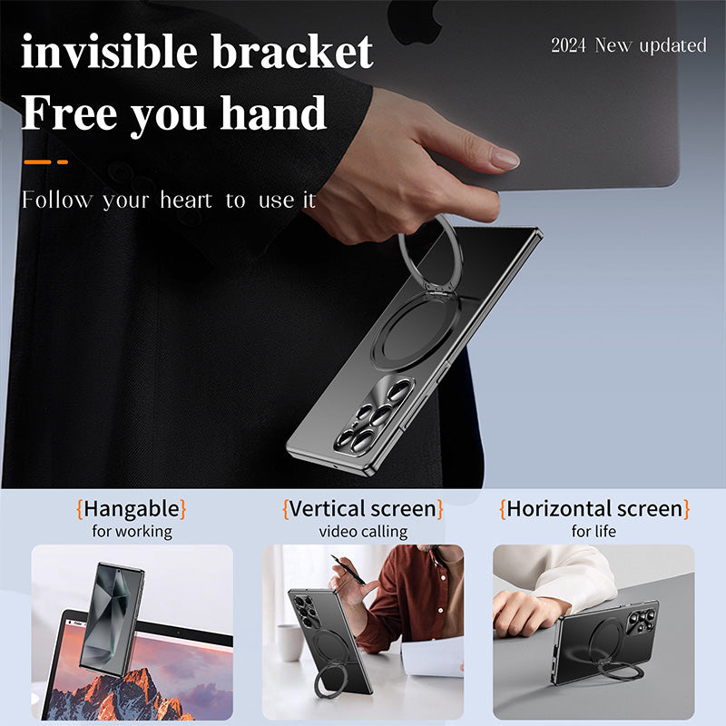Aluminum Alloy Magnetic Ring Stand Case for Samsung S25 Ultra