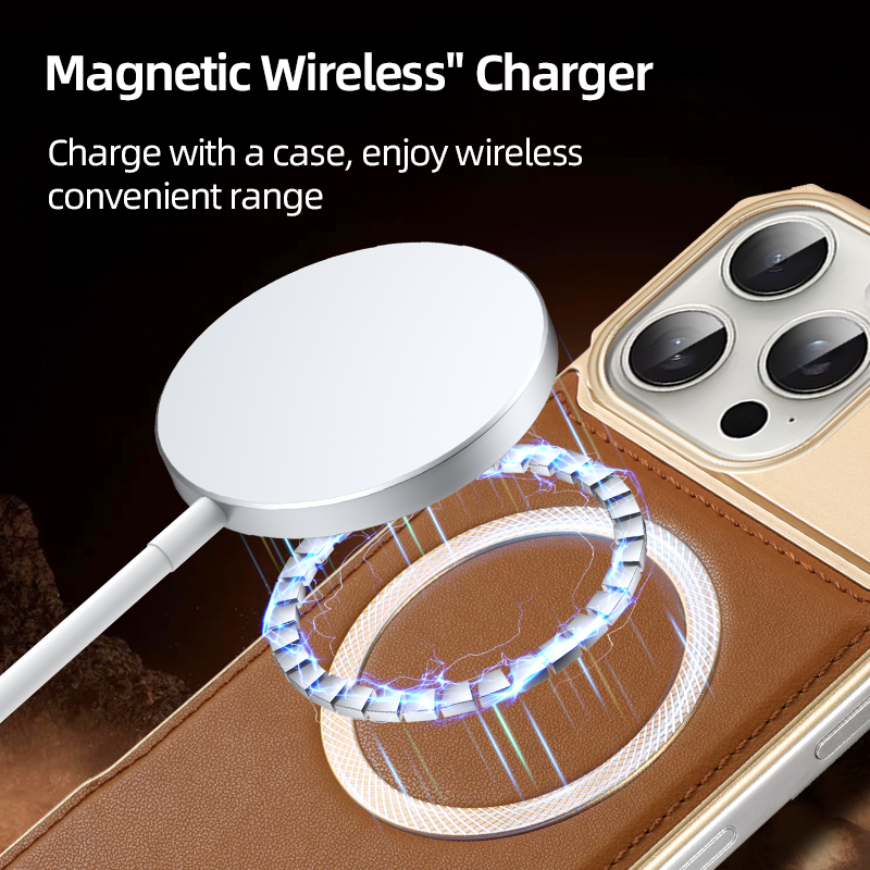 Frameless Leather Texture Magnetic Case For iPhone 16 Pro Max