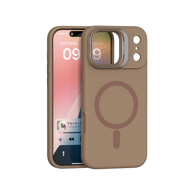 Magnetic Silicone Lens-Stand Case for iPhone 17 Pro Max