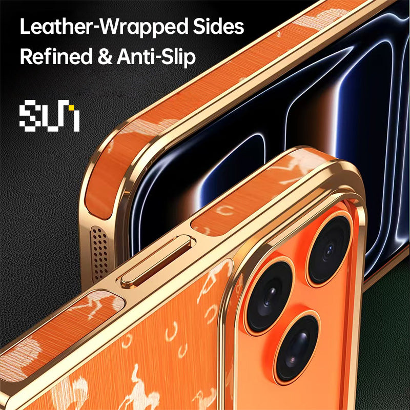 Horse-Patterned Genuine Leather MagSafe Case For iPhone 17 Series