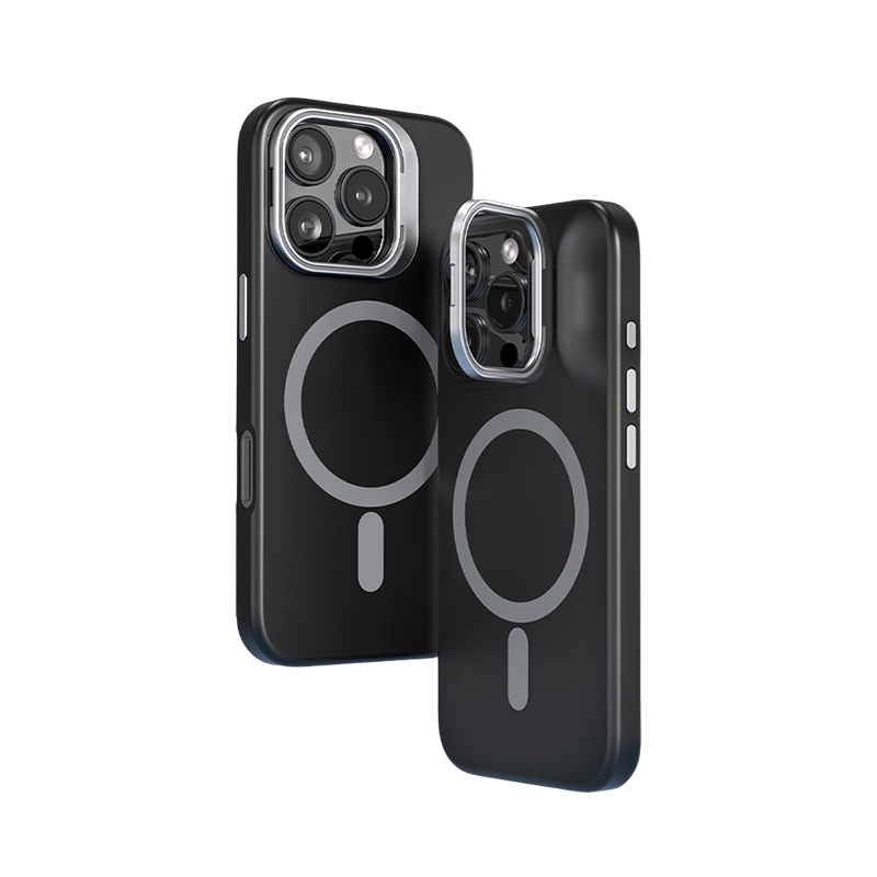 Magnetic Silicone Lens-Stand Case for iPhone 16 Pro Max