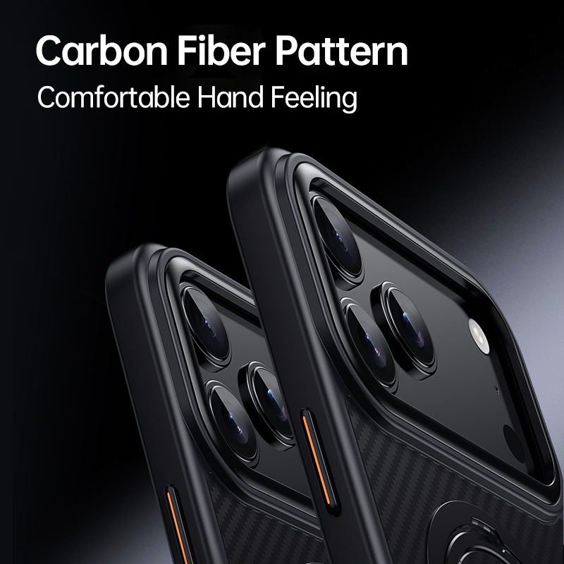 Carbon Fiber Texture 360° MagSafe Stand Case for iPhone 17 Pro Max