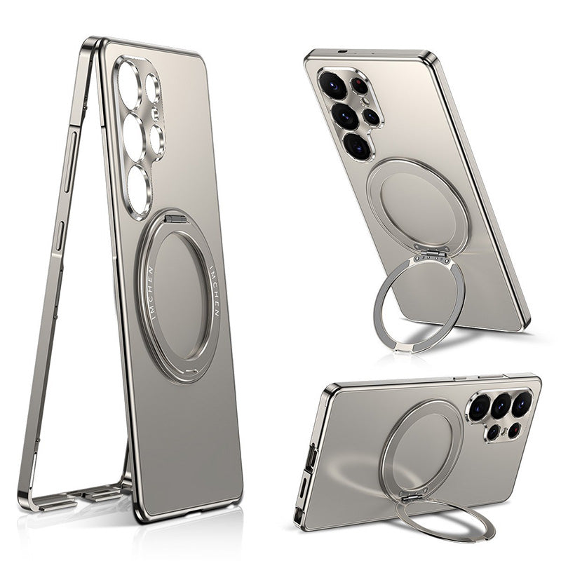 Aluminum Alloy Magnetic Ring Stand Case for Samsung S25 Ultra