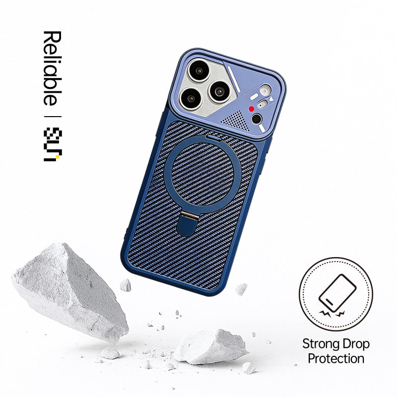 Mecha Carbon Fiber Texture Magnetic Case For iPhone 17/16/15 Series