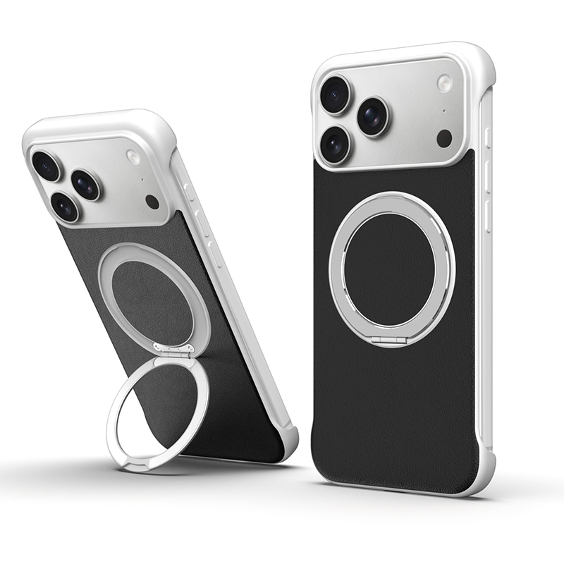  Zero-Edge Leather MagSafe Stand Case for iPhone 17 Pro Max