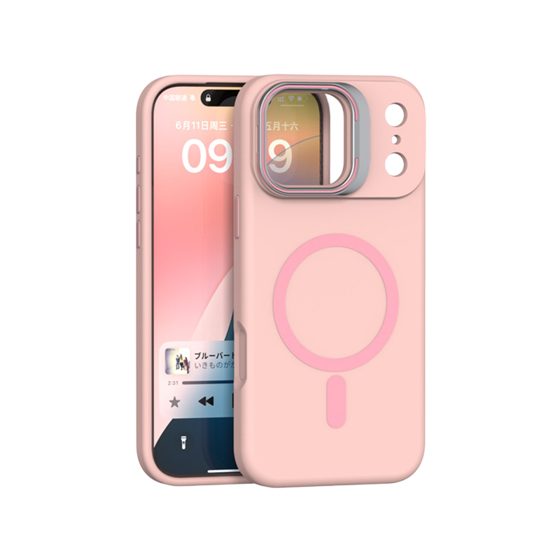 Magnetic Silicone Lens-Stand Case for iPhone 17 Pro Max
