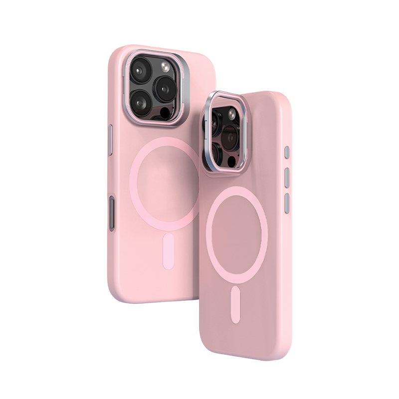 Magnetic Silicone Lens-Stand Case for iPhone 16 Pro Max