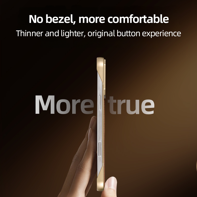 Frameless Leather Texture Magnetic Case For iPhone 16 Pro Max