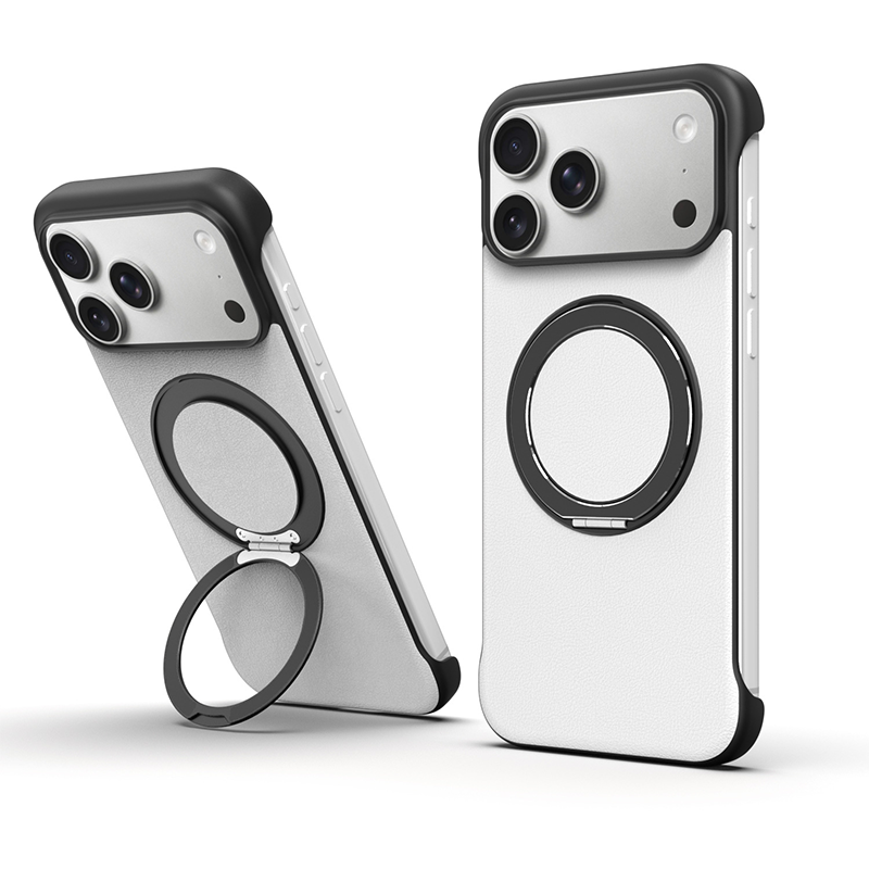  Zero-Edge Leather MagSafe Stand Case for iPhone 17 Pro Max
