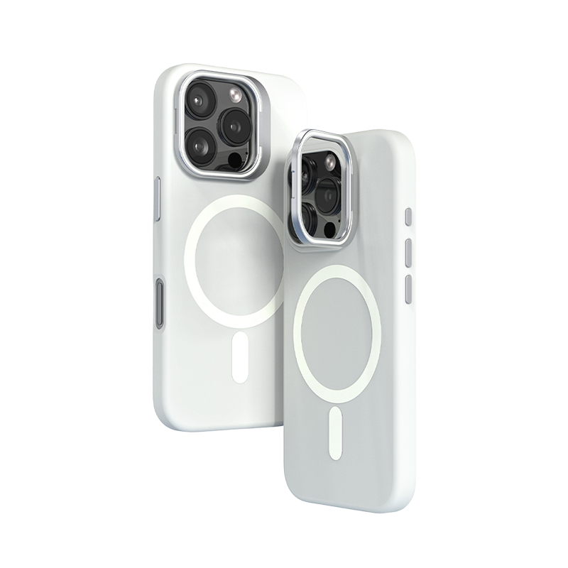 Magnetic Silicone Lens-Stand Case for iPhone 16 Pro Max