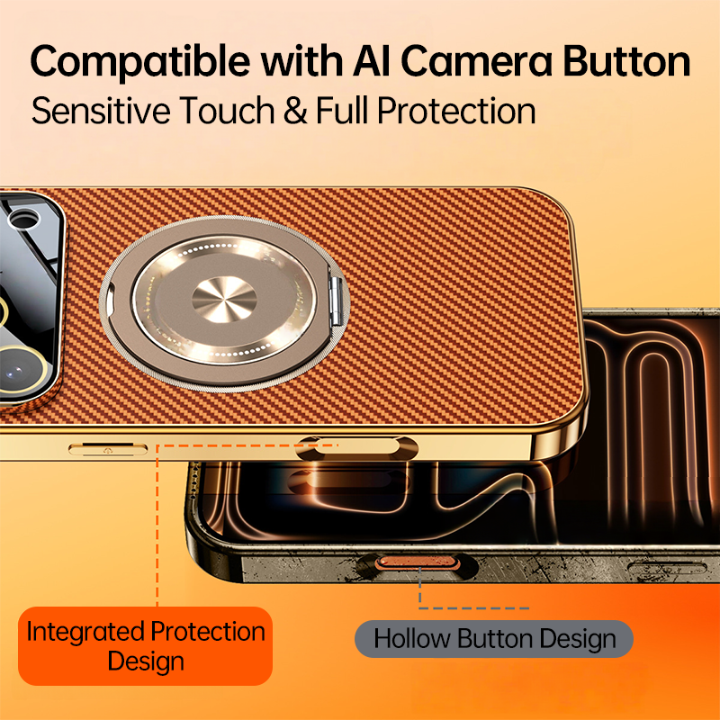 Kevlar Texture 360° Rotating Magnetic Stand Case For iPhone 17 Series