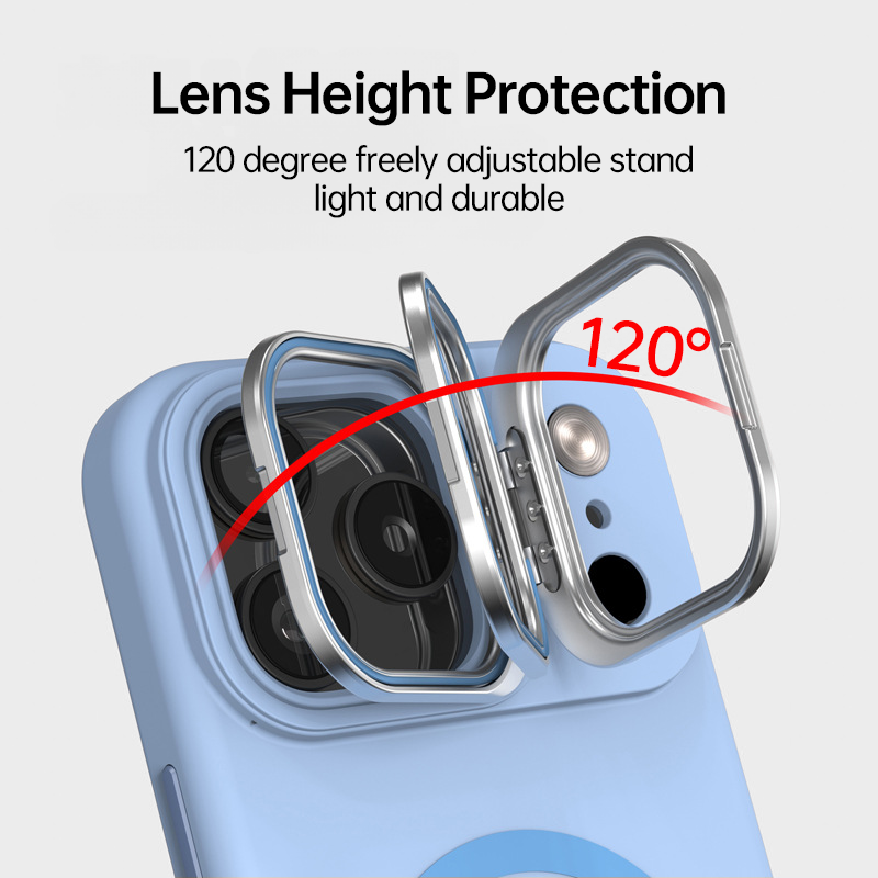 Magnetic Silicone Lens-Stand Case for iPhone 17 Pro Max