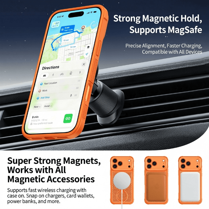 Full-Cover Honeycomb-Patterned 360° Magnetic Case for iPhone 17 Series