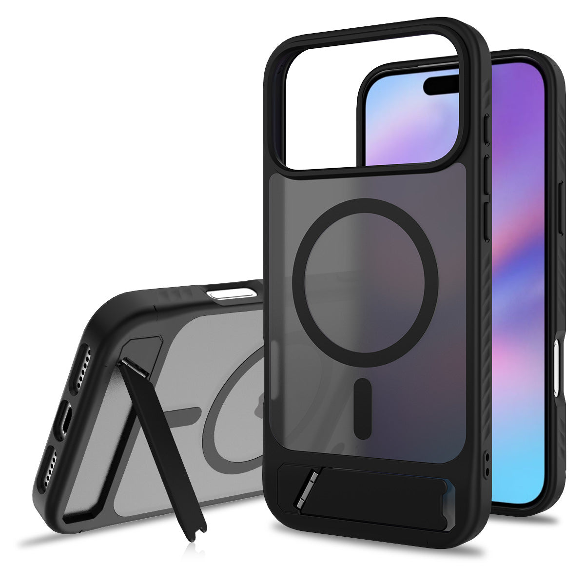 Matte Magnetic Armor Kickstand Case For iPhone 17 Pro Max