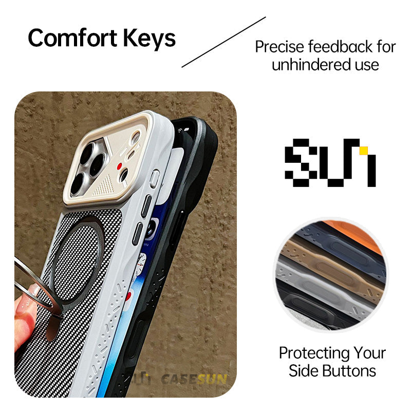 Mecha Carbon Fiber Texture Magnetic Case For iPhone 17/16/15 Series