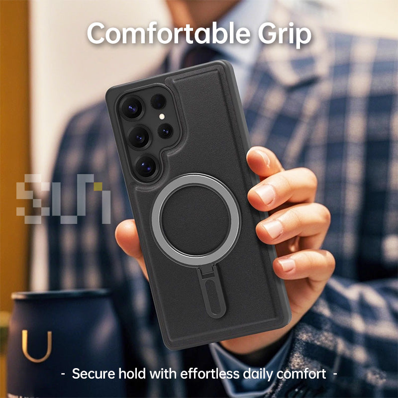 Leather MagSafe Stand Case for Samsung S25 Series