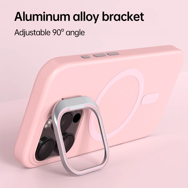 Magnetic Silicone Lens-Stand Case for iPhone 16 Pro Max