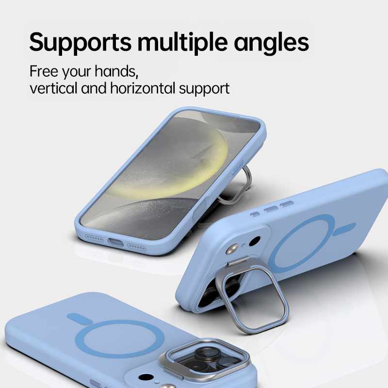 Magnetic Silicone Lens-Stand Case for iPhone 17 Pro Max