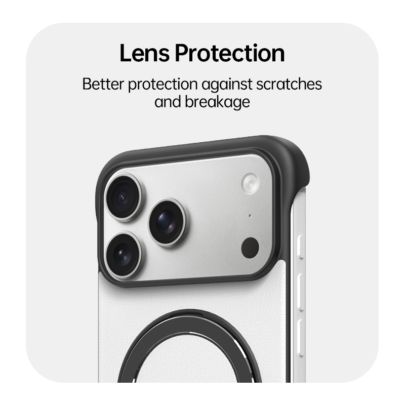  Zero-Edge Leather MagSafe Stand Case for iPhone 17 Pro Max