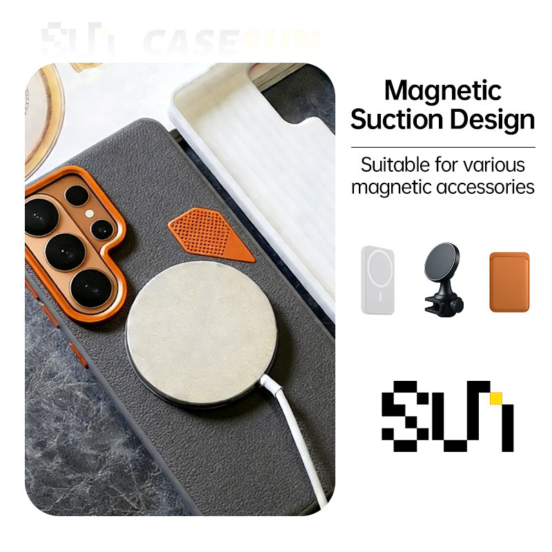 Premium Matte Leather Magnetic Cooling Case for Samsung S26 Ultra