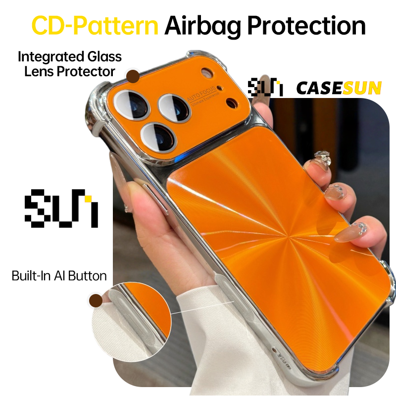 CD-Pattern Electroplated Four-corner Airbag Case for iPhone 17 Pro Max