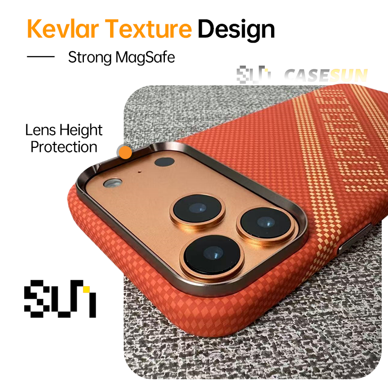 CASESUN Red Serpent Kevlar textured Slim MagSafe Case for iPhone 17 Series