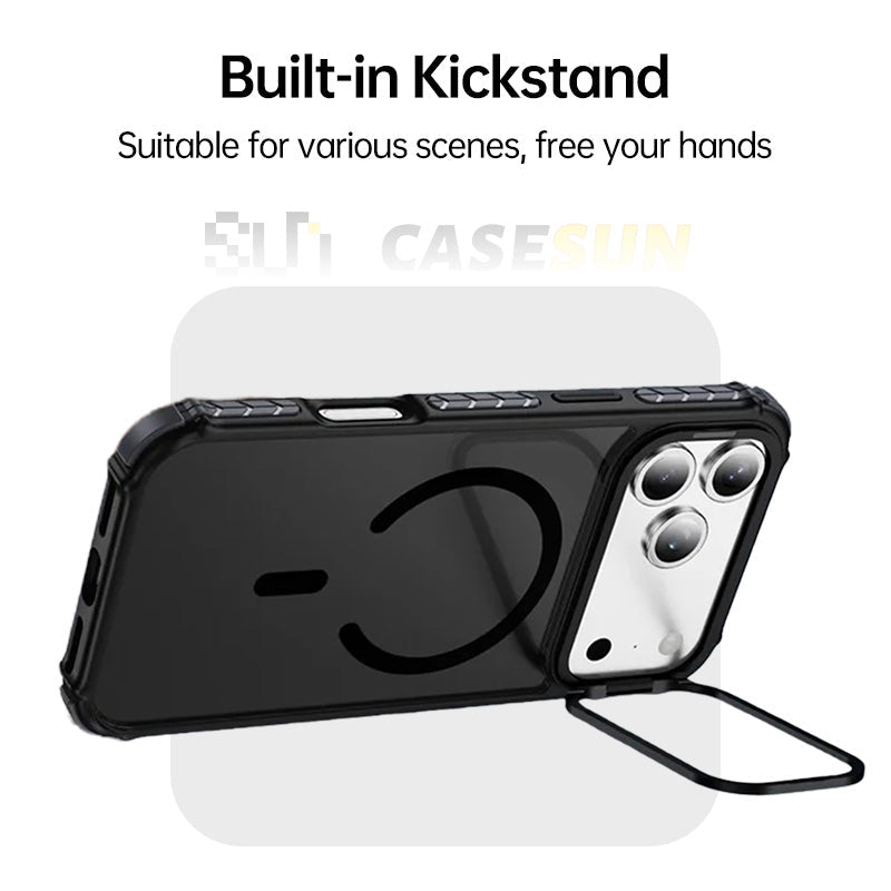  Skin-Feel Magnetic Kickstand Case for iPhone 17/16/15 Series