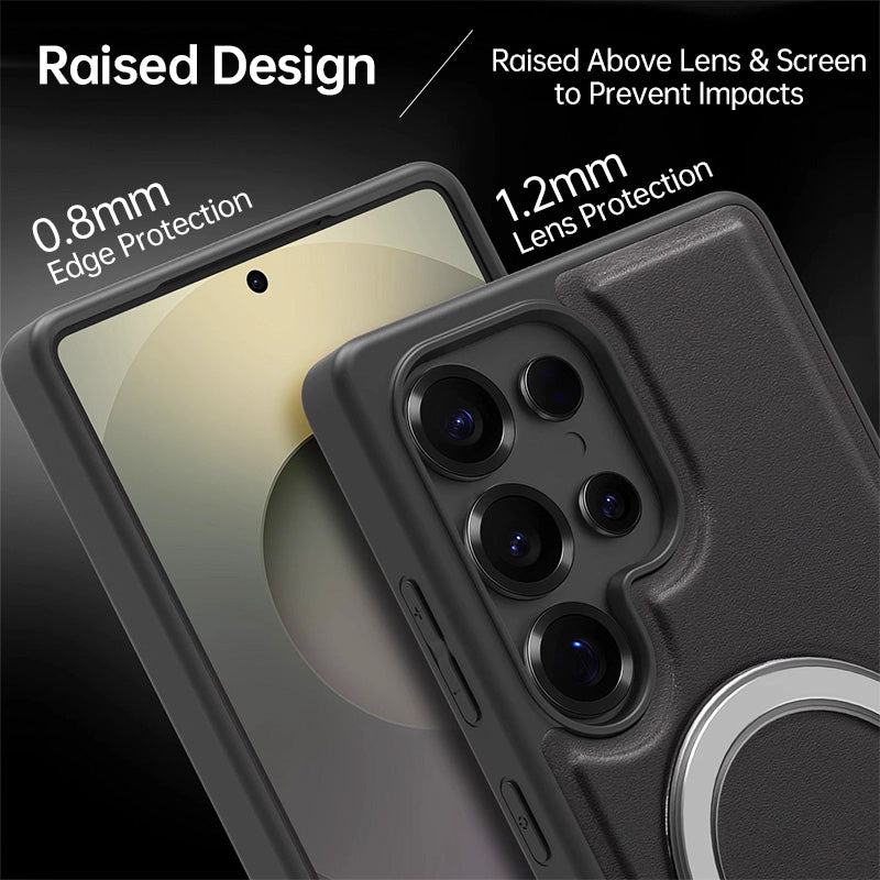Leather MagSafe Stand Case for Samsung S25 Series