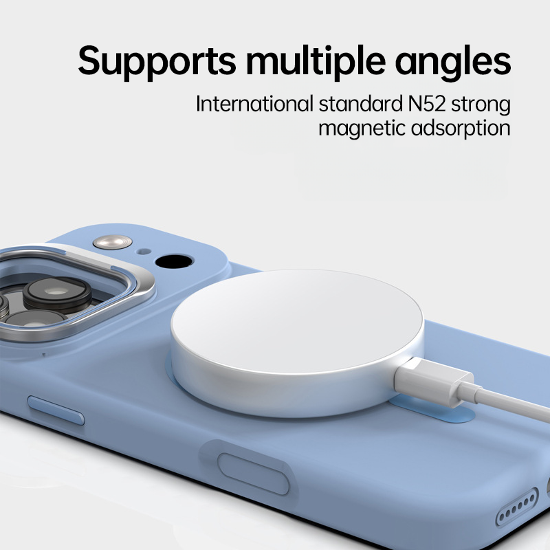 Magnetic Silicone Lens-Stand Case for iPhone 17 Pro Max