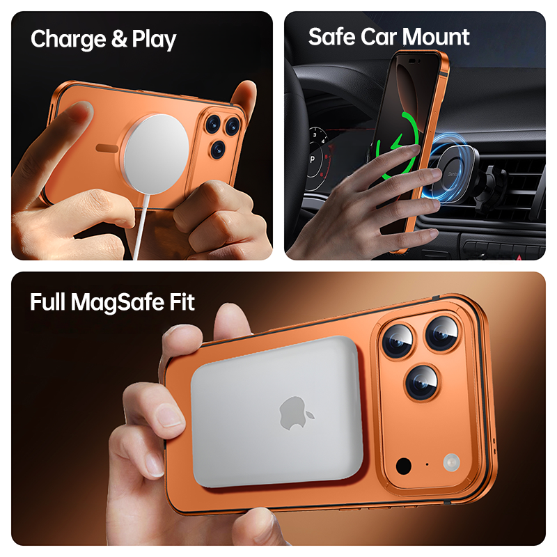 Aluminum Alloy Frame + Acrylic Backing MagSafe Case for iPhone 17 Series