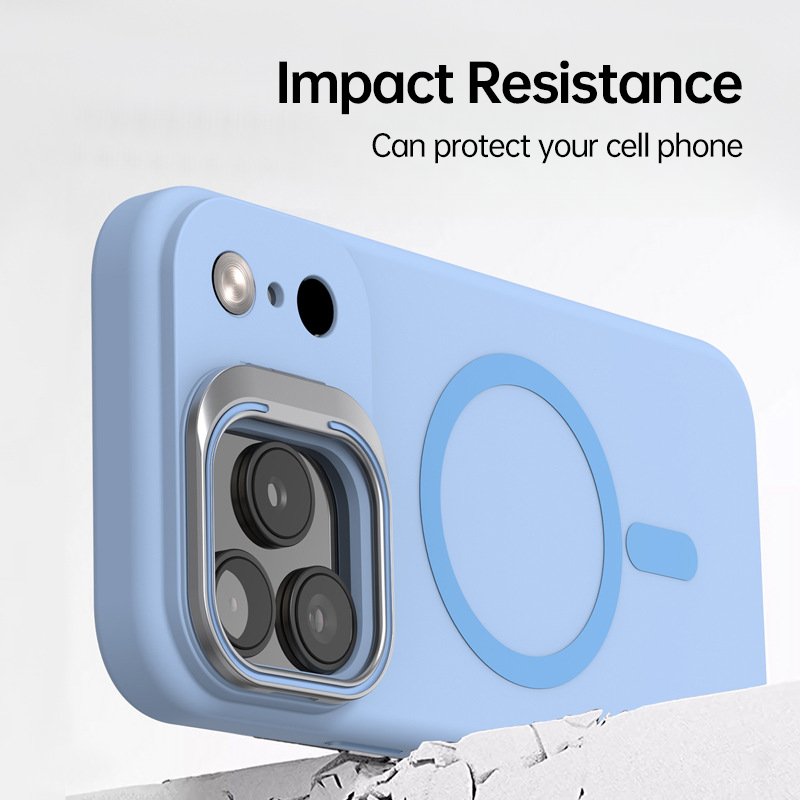 Magnetic Silicone Lens-Stand Case for iPhone 17 Pro Max
