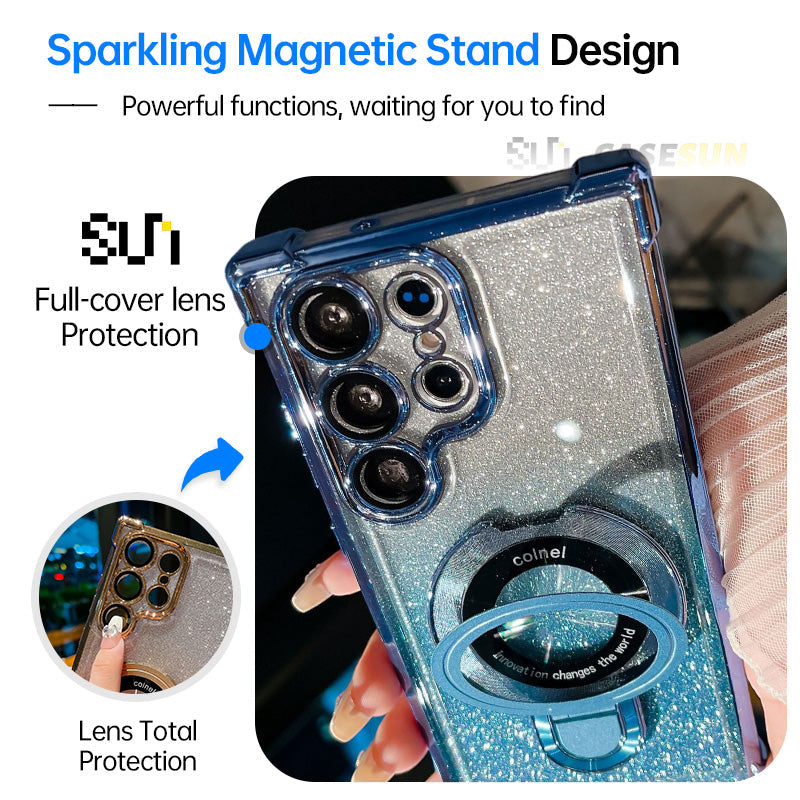 Electroplated Shockproof Magnetic Kickstand Case for Samsung S26 Ultra