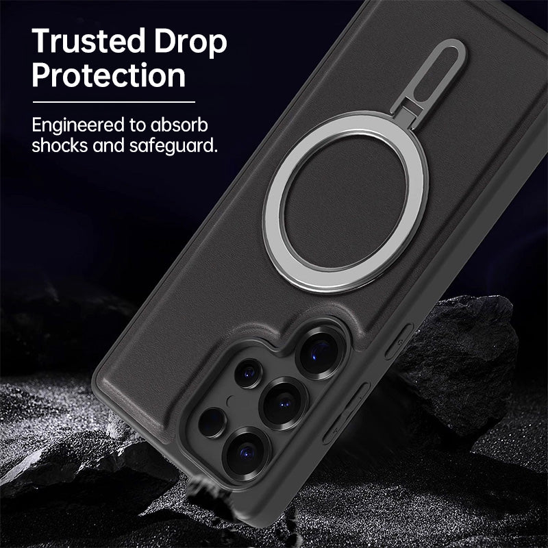Leather MagSafe Stand Case for Samsung S25 Series